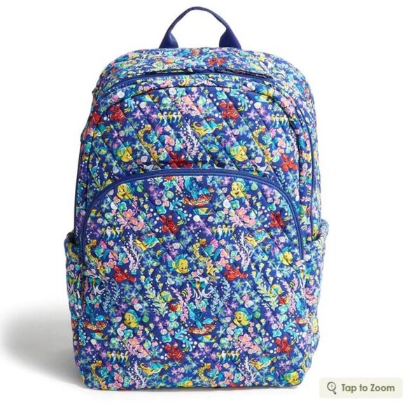 Vera Bradley Women's Disney Essential Large Backpack Ariel floral deep - Picture 1 of 3